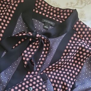 Ann Taylor Black and Red Polka Dot Blouse